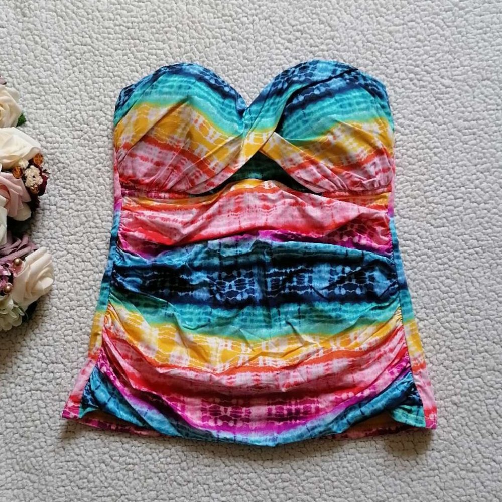 BLEU ROD BEATTIE Good Vibrations Bandini Top In Multi-Color, Size 12